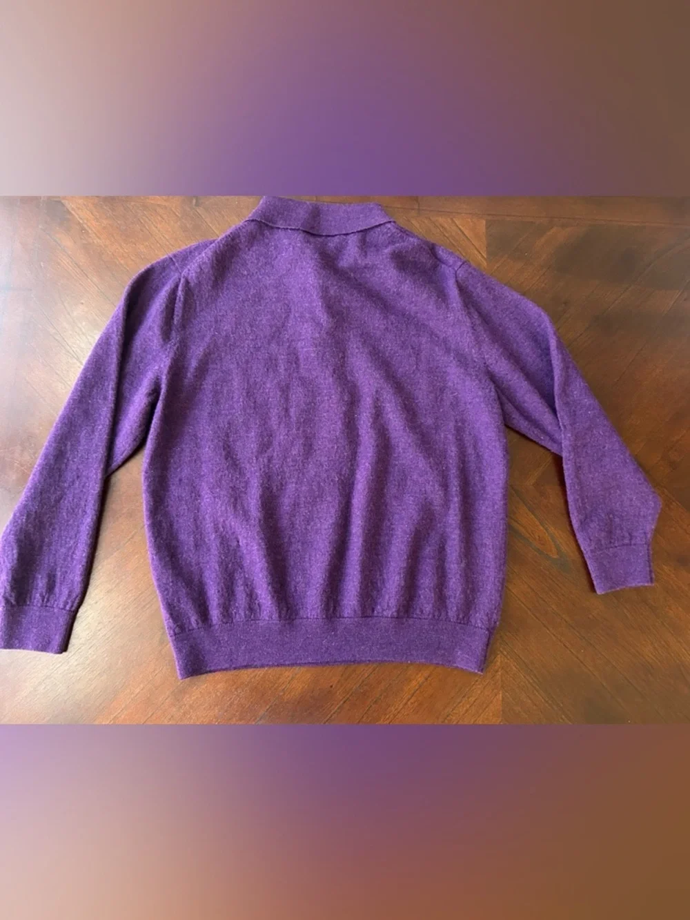 Turnbury Men's Purple Polo Sweater extra fine merino wool size L